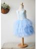 Blue Ruffle Tulle Pearl Embellished Wedding Flower Girl Dress Blue Ruffle Tulle Pearl Embellished Wedding Flower Girl Dress
